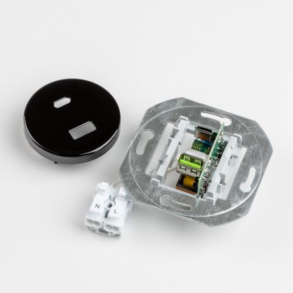Kliklap - Retro USB utičnica A+C s okvirom, crna