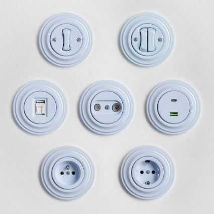 Kliklap - Retro USB utičnica A+C s okvirom, plava