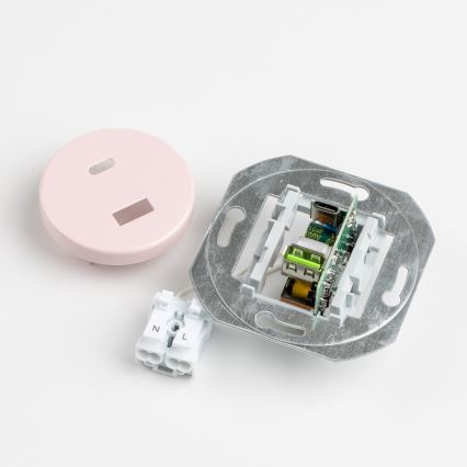 Kliklap - Retro USB utičnica A+C s okvirom staroružičasta