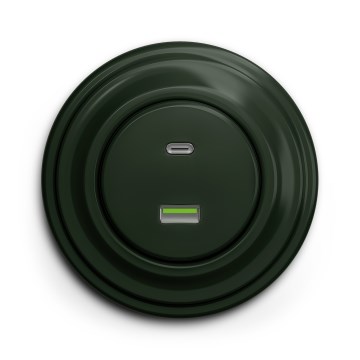 Kliklap - Retro USB utičnica A+C s okvirom zelena