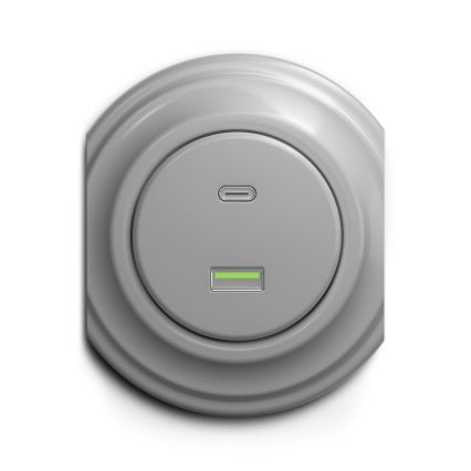 Kliklap - Retro USB utičnica A+C siva