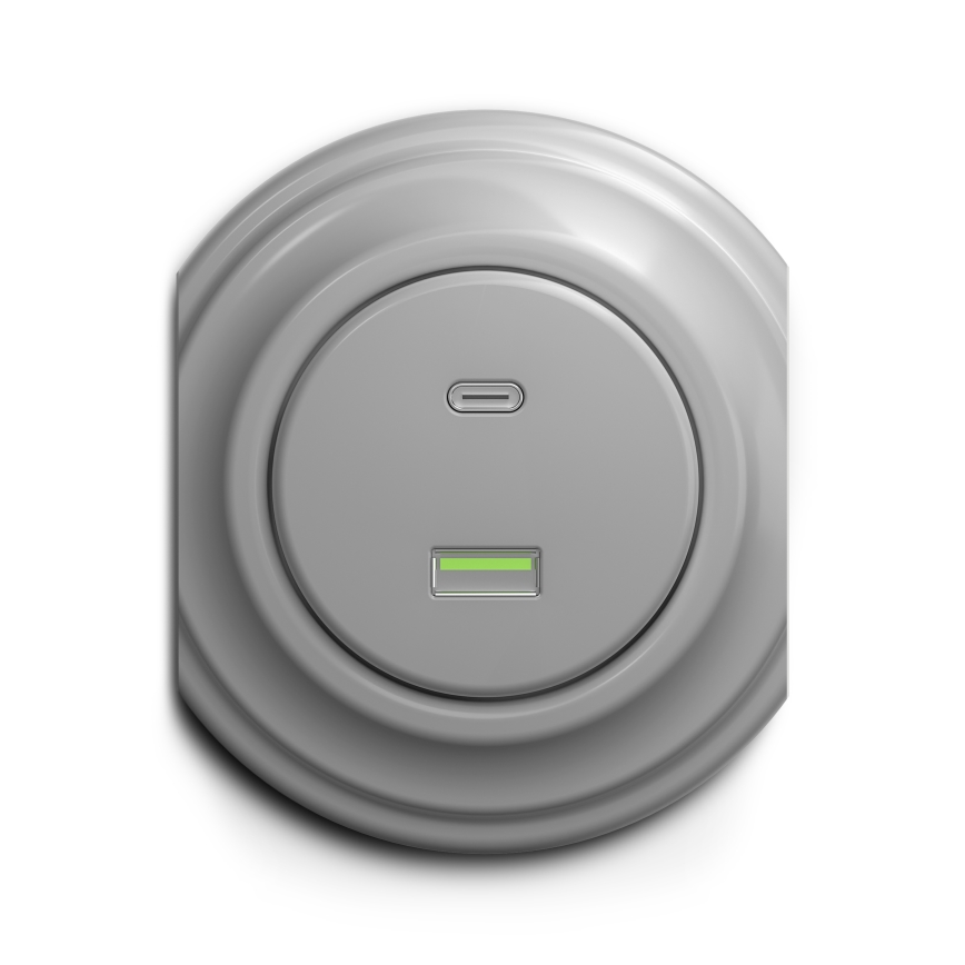 Kliklap - Retro USB utičnica A+C siva