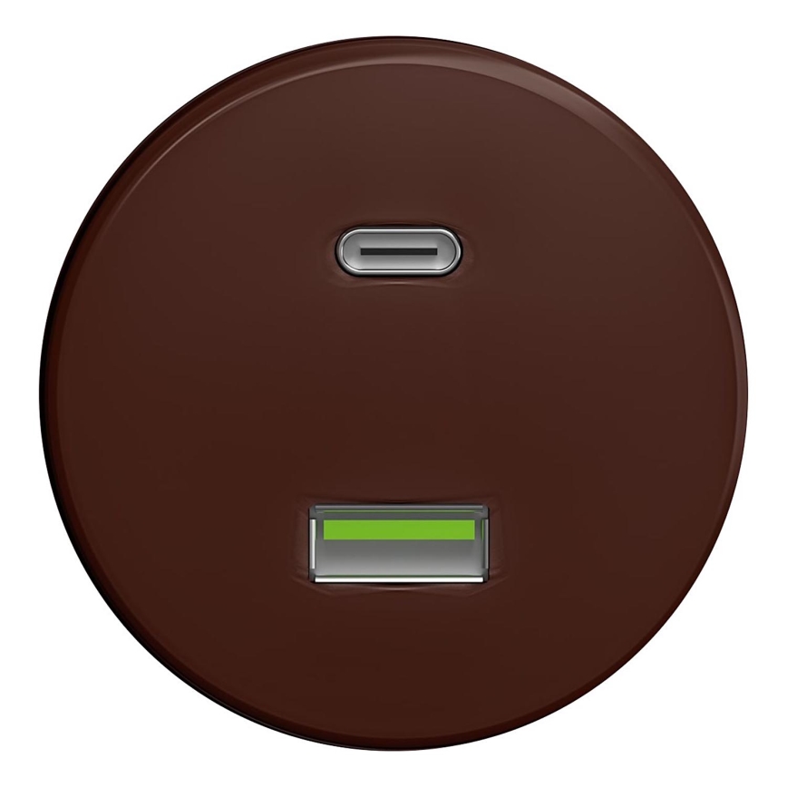 Kliklap - Retro USB utičnica A+C smeđa