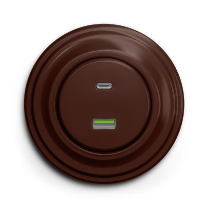 Kliklap - Retro USB utičnica A+C smeđa