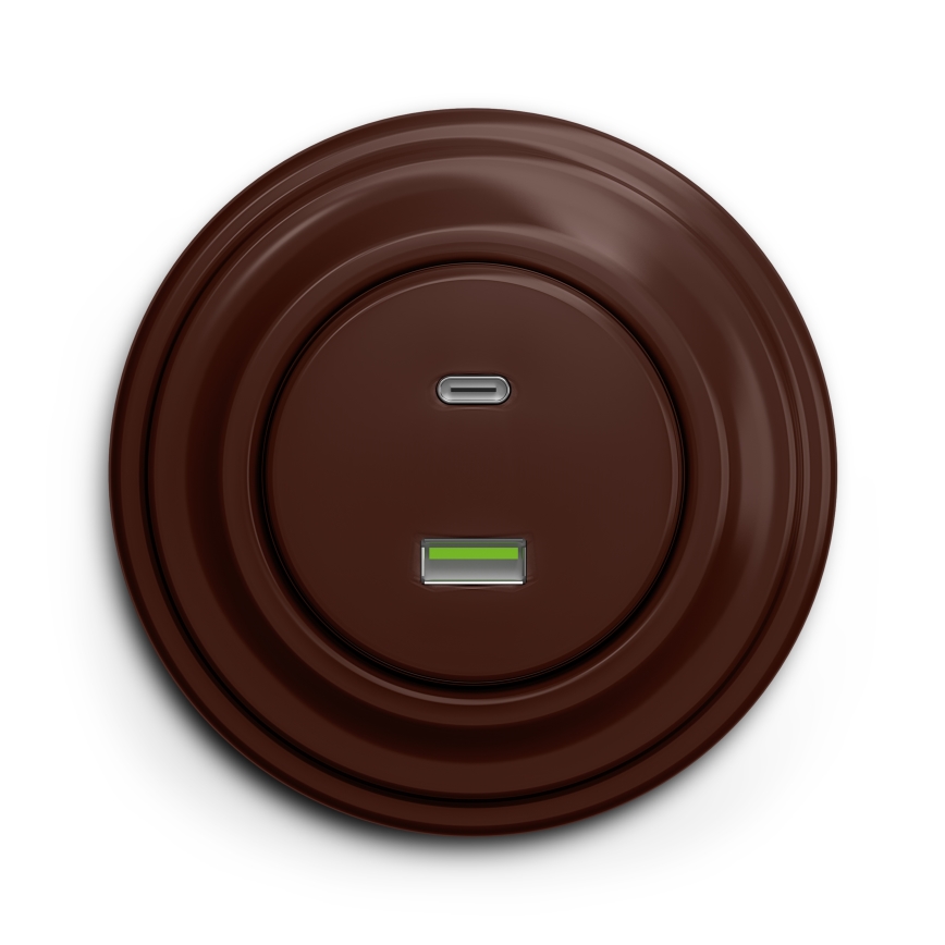 Kliklap - Retro USB utičnica A+C smeđa