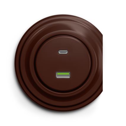 Kliklap - Retro USB utičnica A+C smeđa