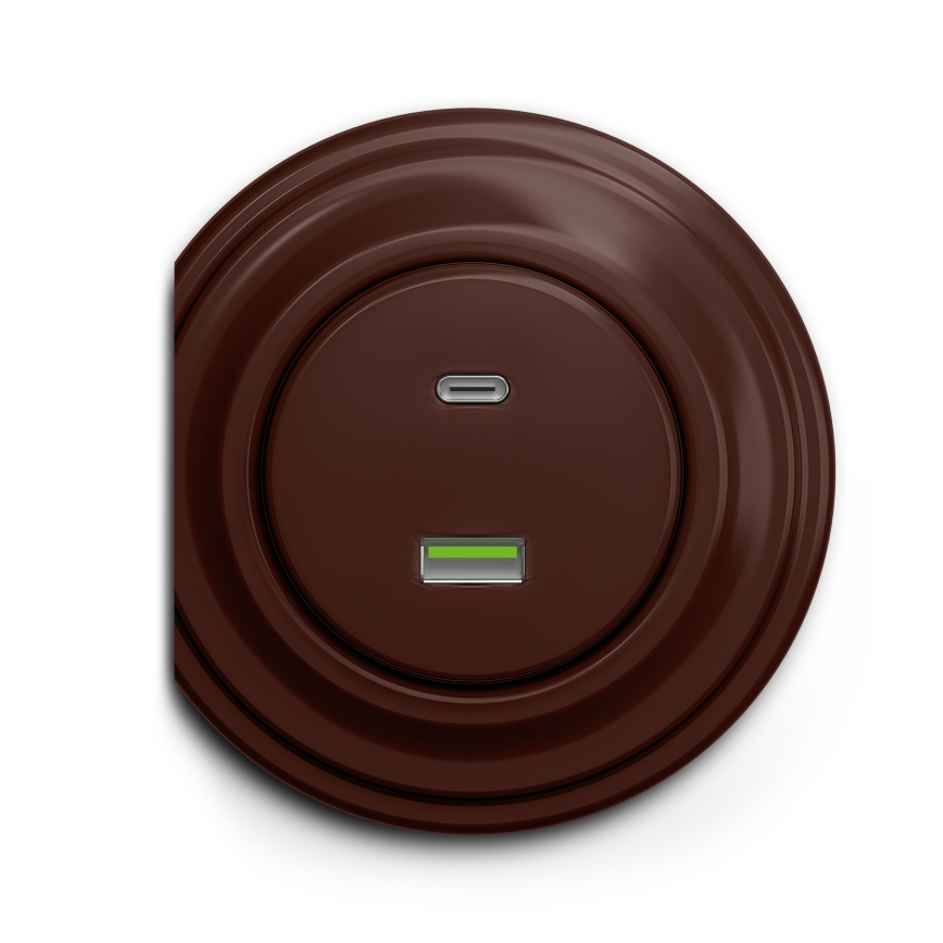 Kliklap - Retro USB utičnica A+C smeđa