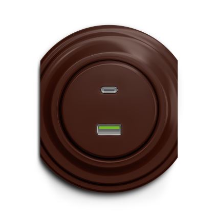 Kliklap - Retro USB utičnica A+C smeđa