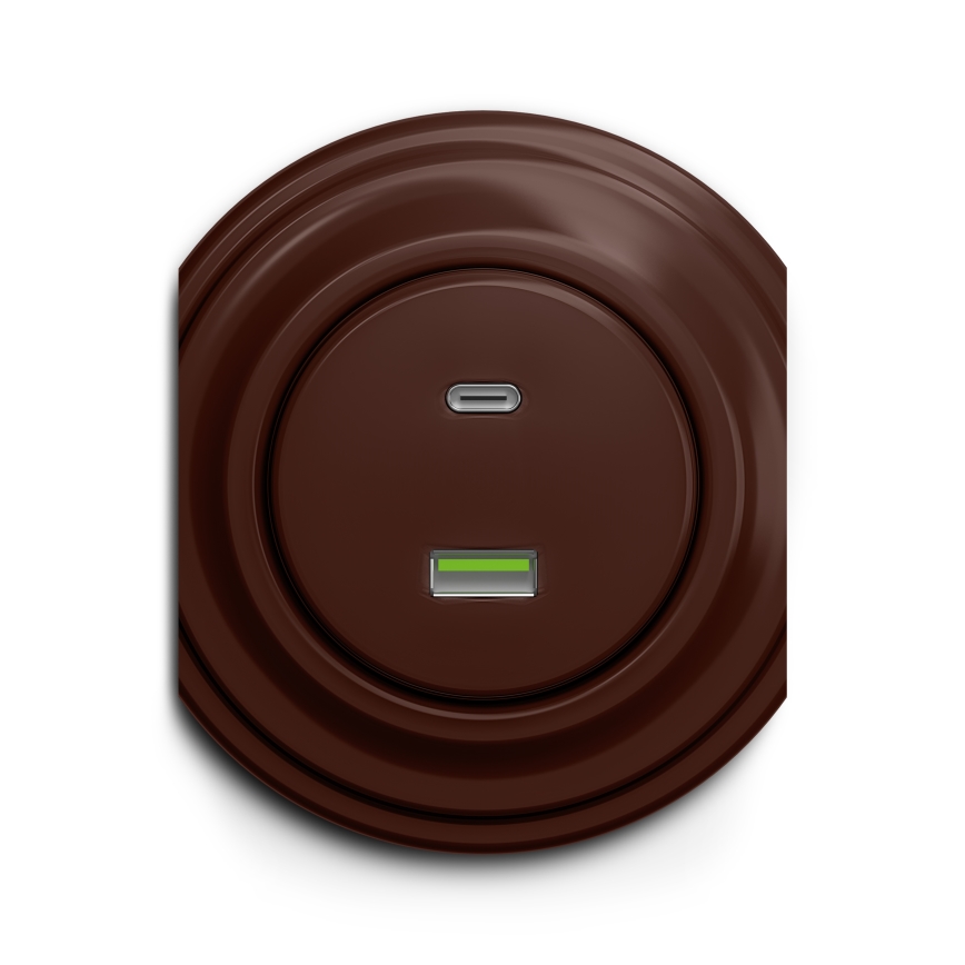 Kliklap - Retro USB utičnica A+C smeđa