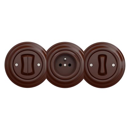 Kliklap - Retro zidna utičnica bez okvira SCHUKO 230V/16A, smeđa