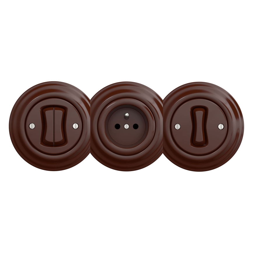 Kliklap - Retro zidna utičnica bez okvira SCHUKO 230V/16A, smeđa