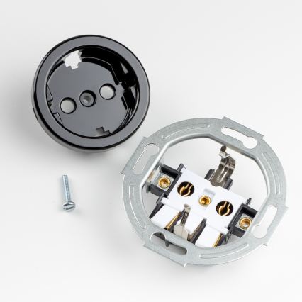 Kliklap - Retro zidna utičnica s okvirom SCHUKO 230V/16A crna