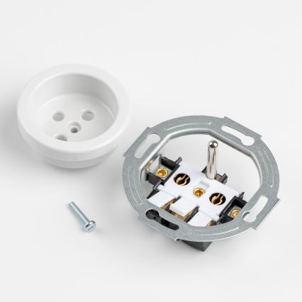 Kliklap - Trostruka retro kućna utičnica s okvirom 230V snježno bijela