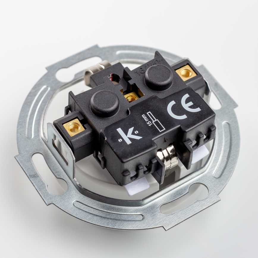 Kliklap - Trostruka retro kućna utičnica s okvirom SCHUKO 230V, keramička, bijela