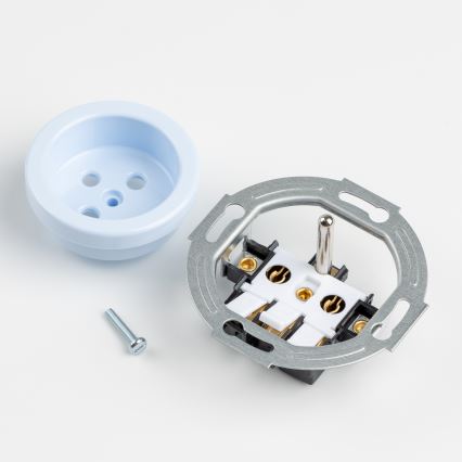 Kliklap - Trostruka retro zidna utičnica s okvirom 230 V, plava