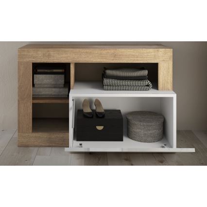 Klupa LENOR 91x209 cm bijela/smeđa