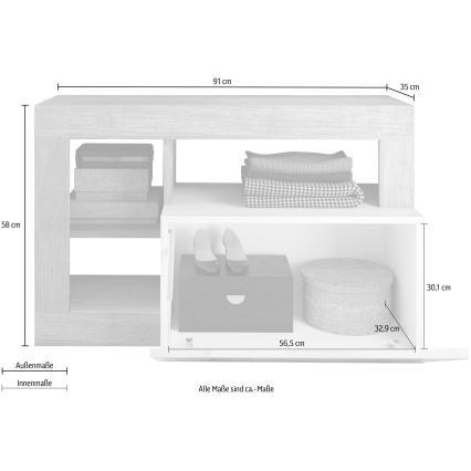 Klupa LENOR 91x209 cm bijela/smeđa