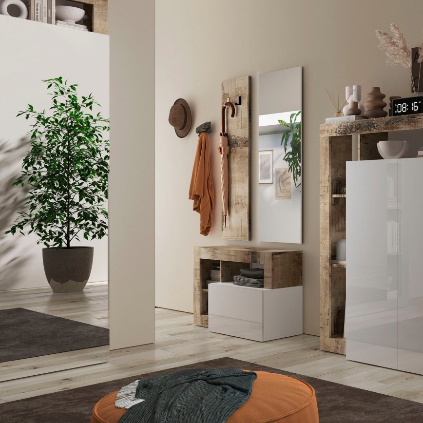 Klupa LENOR bijela/smeđa