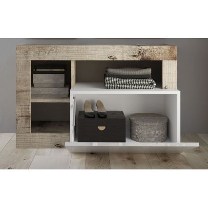 Klupa LENOR bijela/smeđa