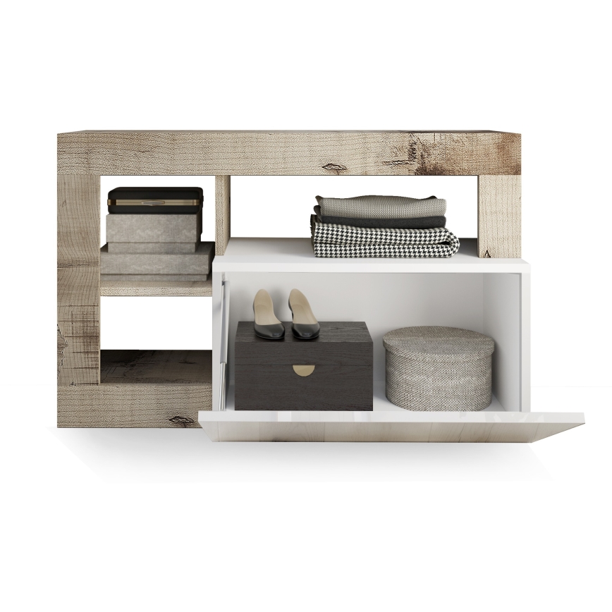 Klupa LENOR bijela/smeđa