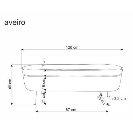 Klupa sa skladišnim prostorom AVEIRO 46x120 cm bijela
