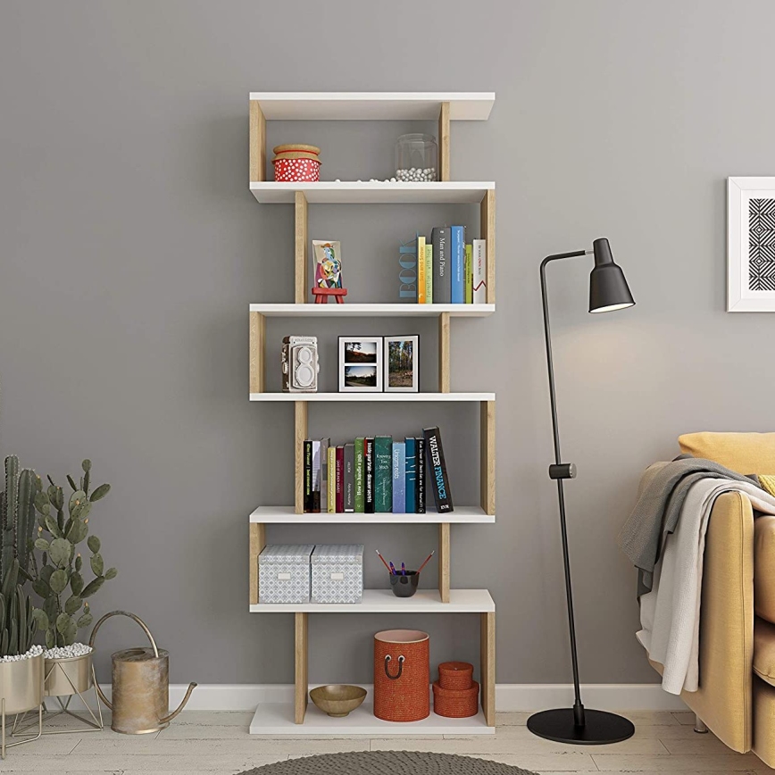 Knjiga BATES 160x60 cm bijela/hrast