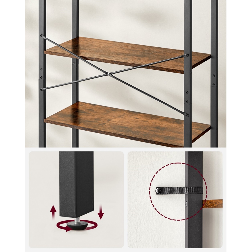 Knjižni regal NAVARO smeđi/crni