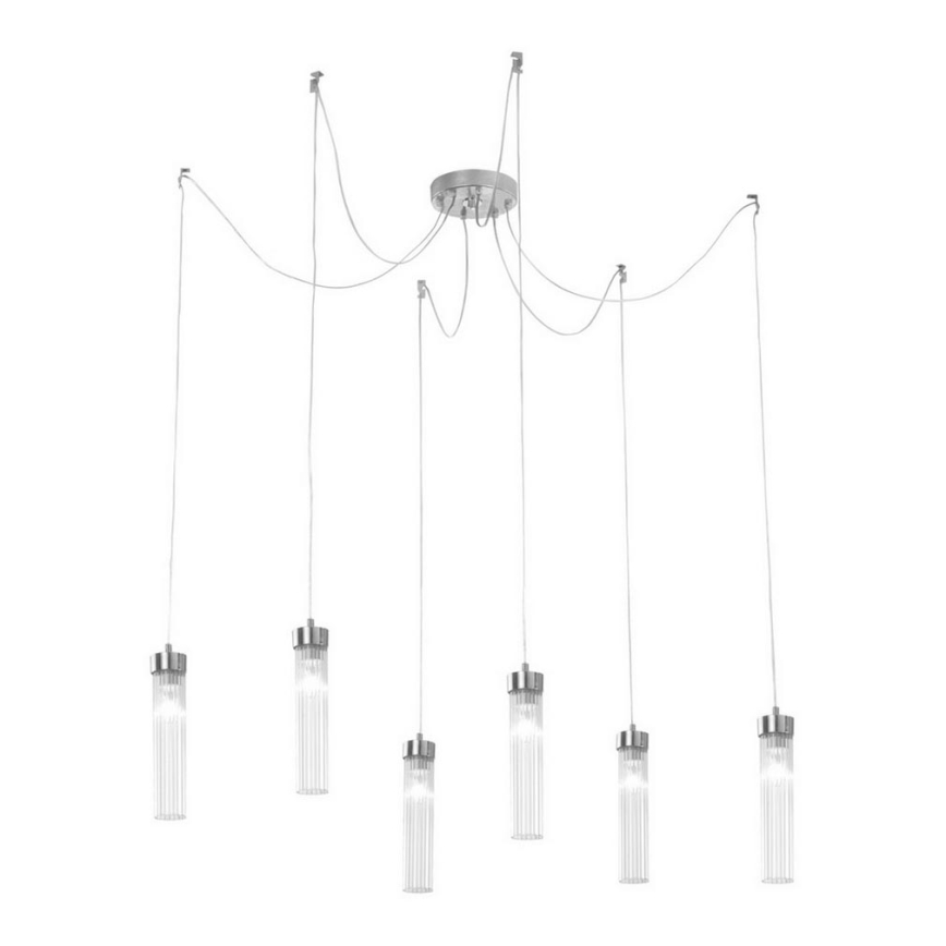 Kolarz 6009.30650 - Luster na sajli RAGGIO 6xE14/25W/230V pauk srebro