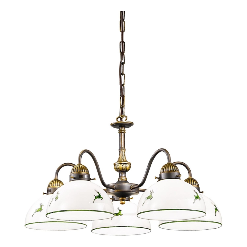 Kolarz 731.85.100 - Luster na lancu NONNA 5xE27/75W/230V jeleni zelena