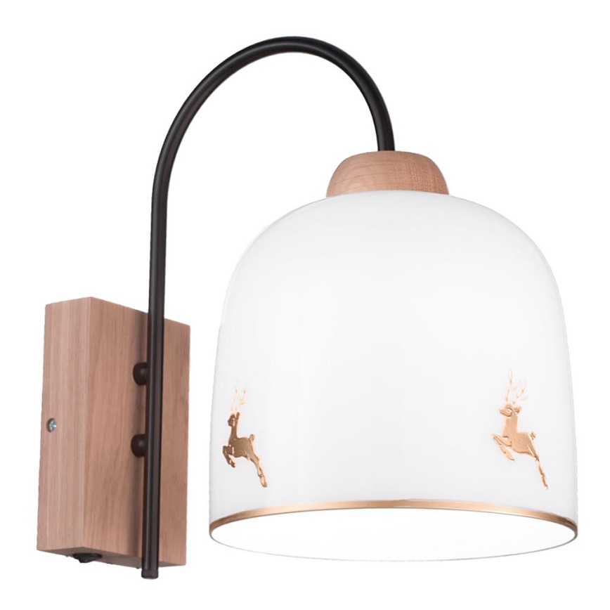 Kolarz A1352.61.Au.100 - Zidna lampa NONNA 1xE27/60W/230V jeleni hrast/bijela/zlatna