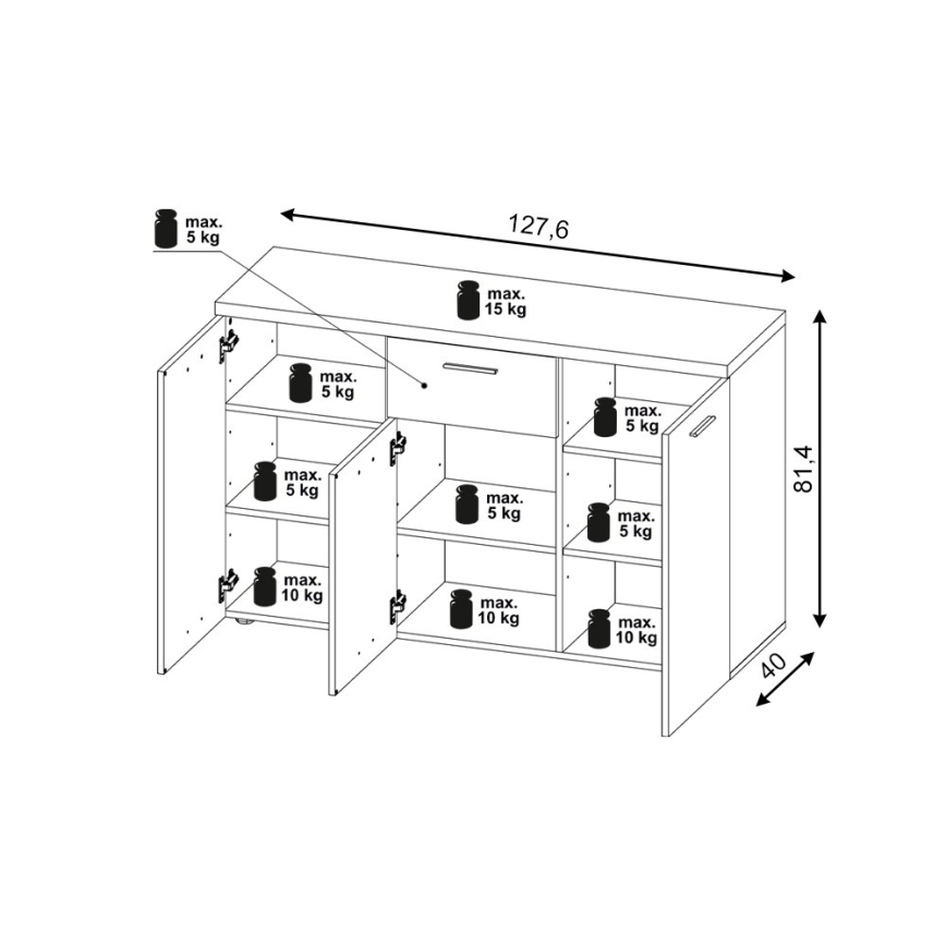 Komoda BRUNO hrast sonoma/bijela
