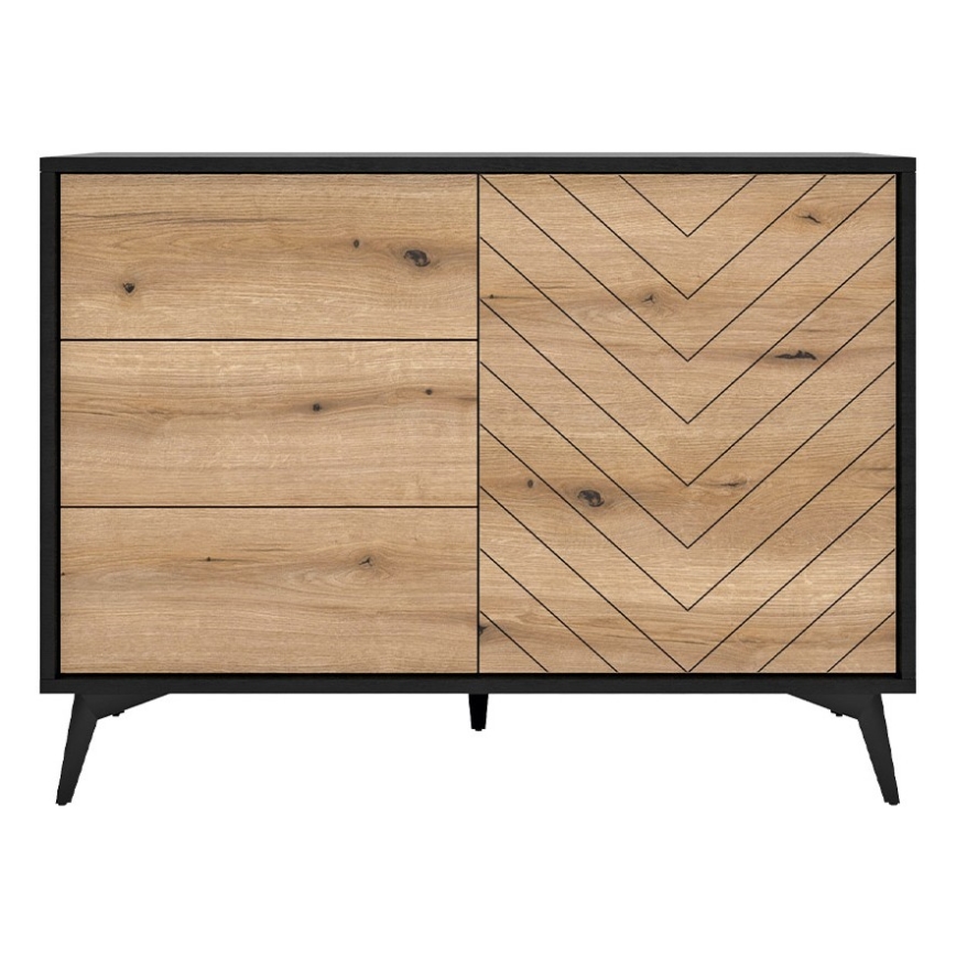 Komoda DIAMOND 77x104 cm crna/hrast evoke