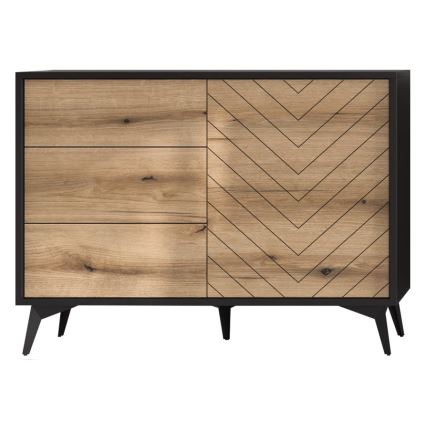 Komoda DIAMOND 77x104 cm crna/hrast evoke
