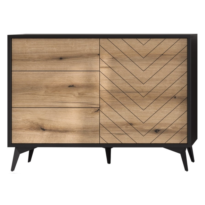 Komoda DIAMOND 77x104 cm crna/hrast evoke