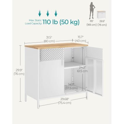 Komoda FIRA 80x40 cm bijela/hrast
