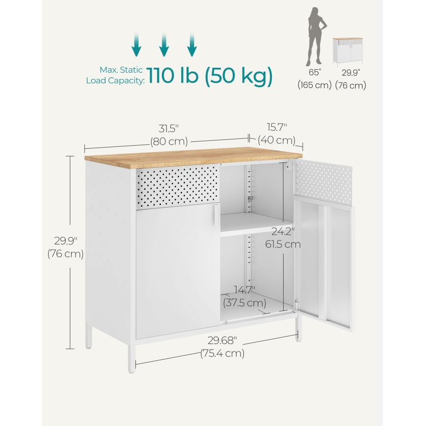 Komoda FIRA 80x40 cm bijela/hrast