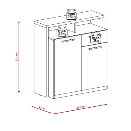 Komoda LEBY hrast sonoma/bijela