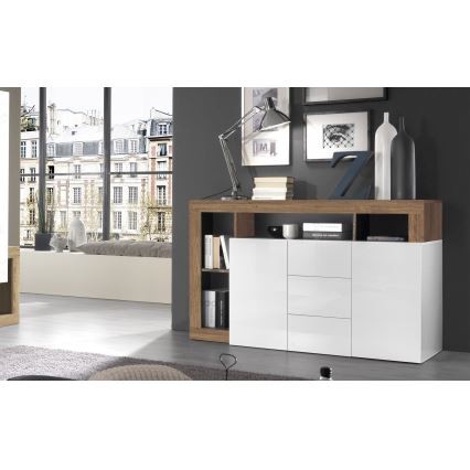 Komoda LENOR 146x93x42 cm bijela/hrast