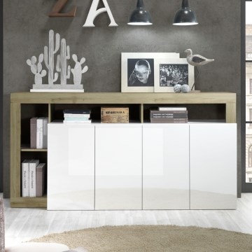 Komoda LENOR 184x93x42 cm bijela/svijetli hrast