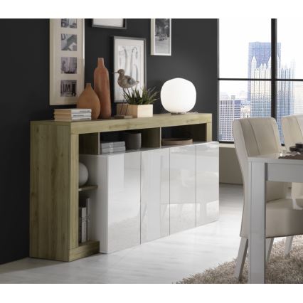 Komoda LENOR 184x93x42 cm bijela/svijetli hrast
