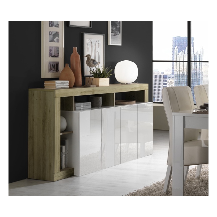 Komoda LENOR 184x93x42 cm bijela/svijetli hrast
