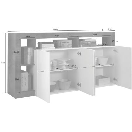 Komoda LENOR 184x93x42 cm bijela/svijetli hrast