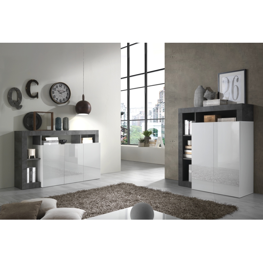 Komoda LENOR bijela/antracit