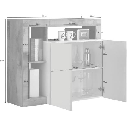 Komoda LENOR bijela/antracit