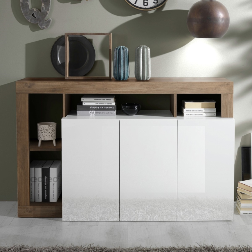 Komoda LENOR bijela/hrast