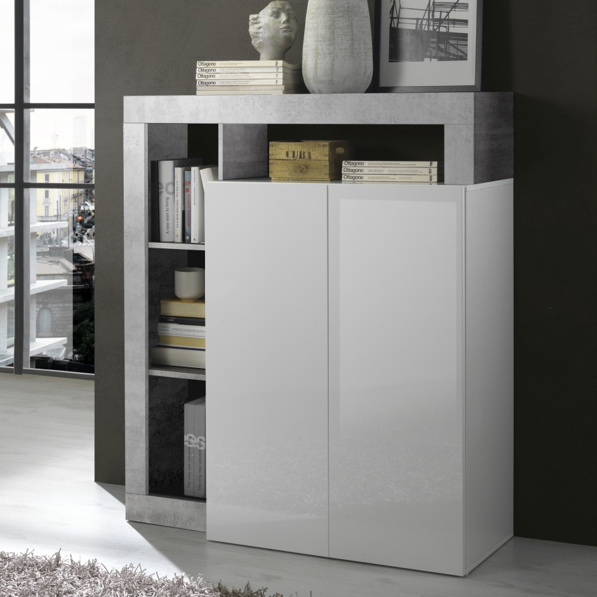Komoda LENOR bijela/siva beton