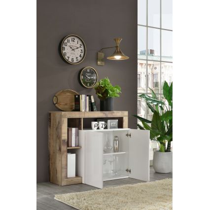 Komoda LENOR bijela/smeđa