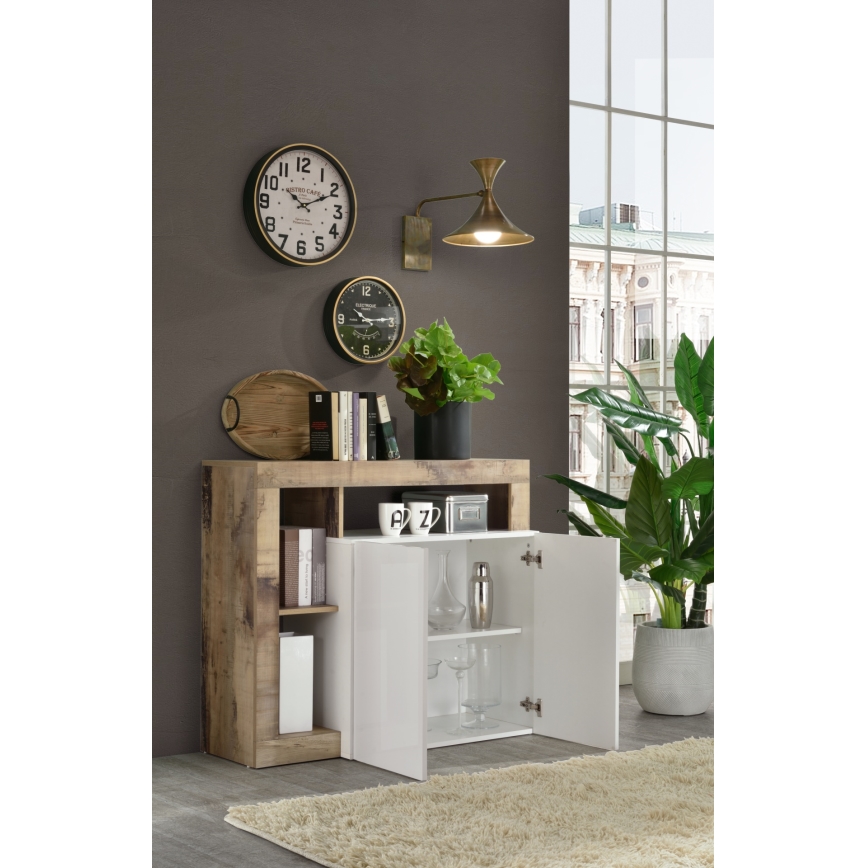 Komoda LENOR bijela/smeđa