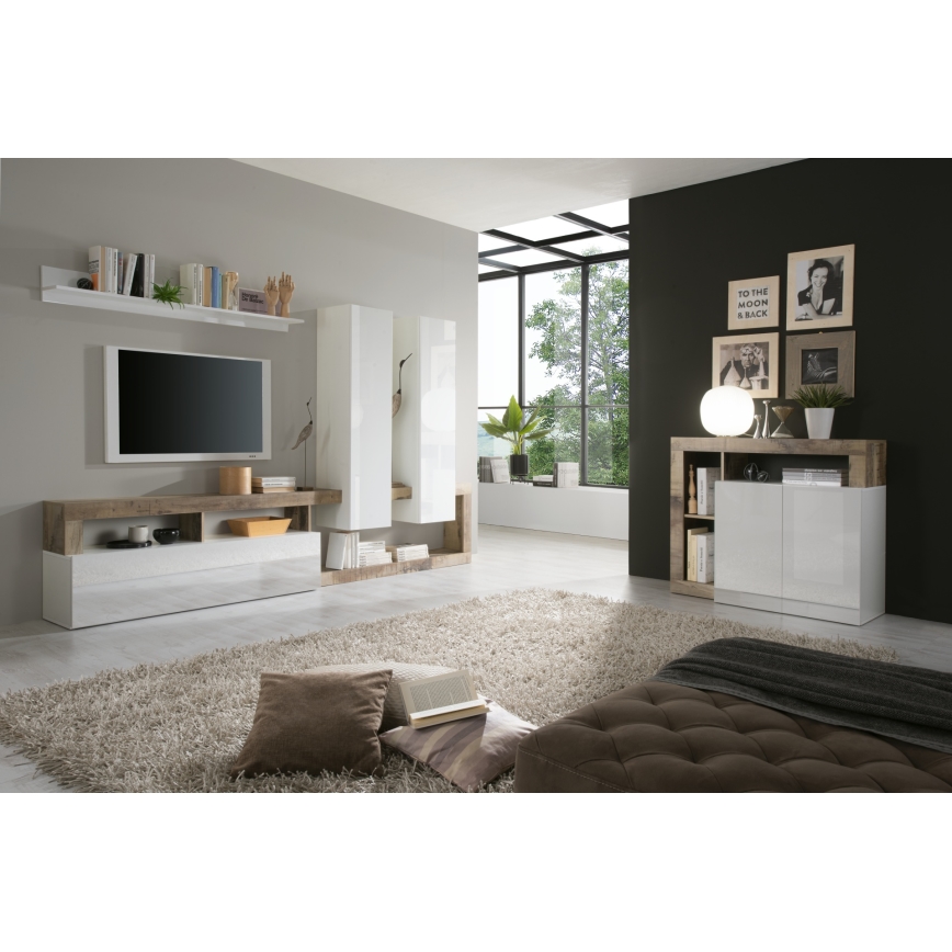 Komoda LENOR bijela/smeđa