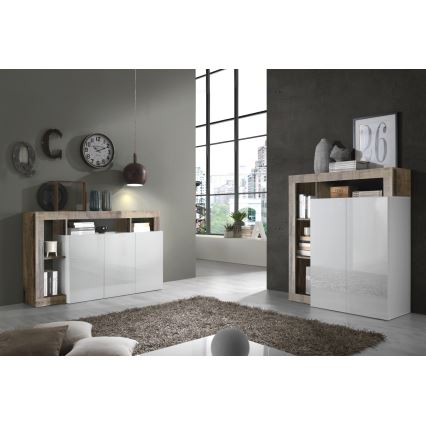 Komoda LENOR bijela/smeđa